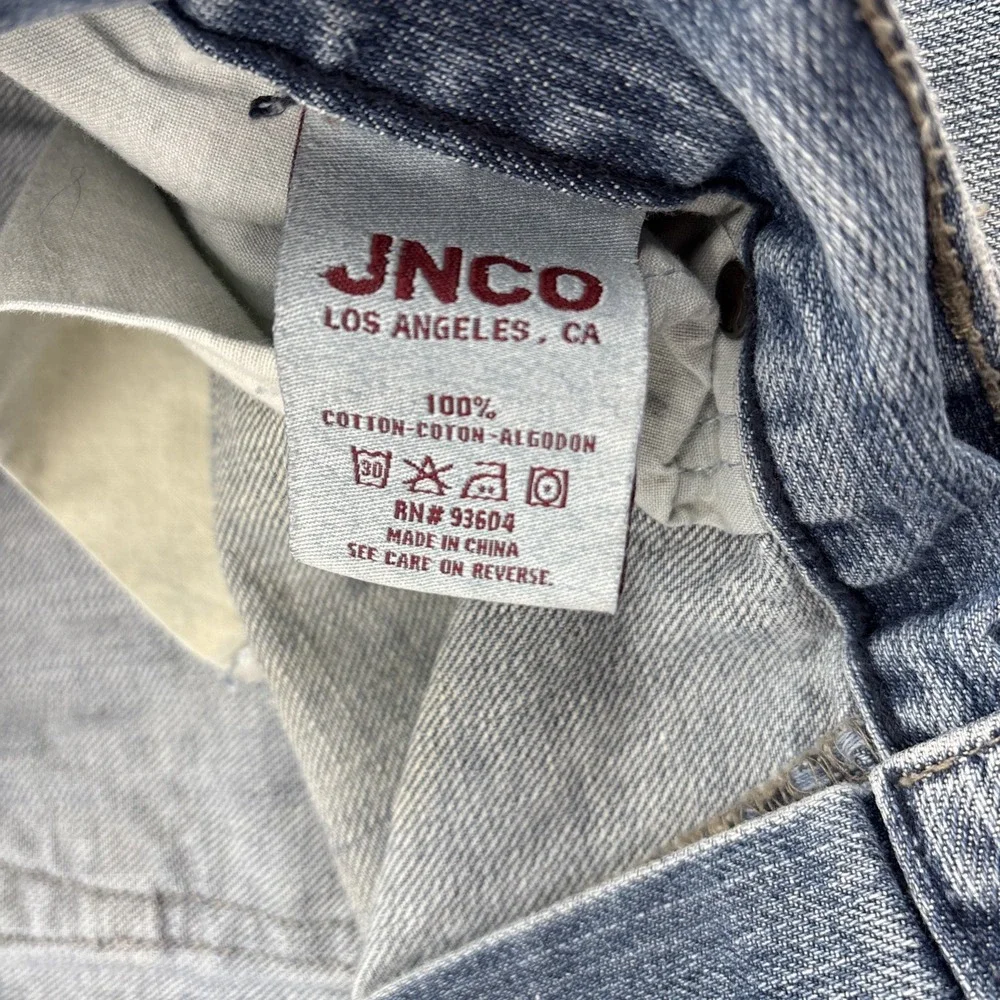 JNCO Jeans Mens 38x33 Denim Jeans Blue Slim Straight 101 Light‎ Wash 100% Cotton